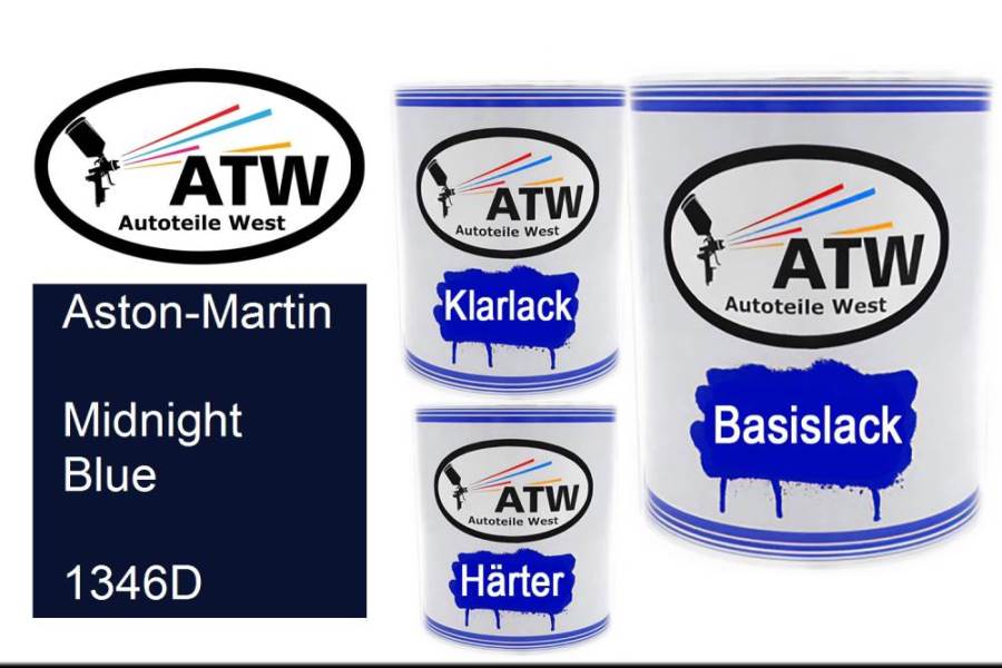 Aston-Martin, Midnight Blue, 1346D: 1L Lackdose + 1L Klarlack + 500ml Härter - Set, von ATW Autoteile West.